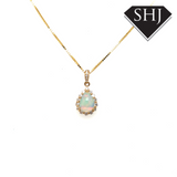 9ct Yellow Gold Opal & Diamond Necklace