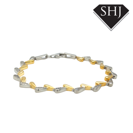Silver Gold Plated Leaf Pattern Bracelet
