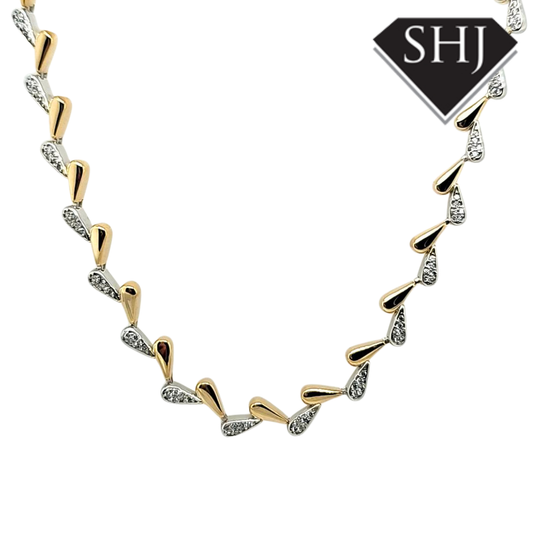 Silver Gold Plated Leaf Pattern Necklace