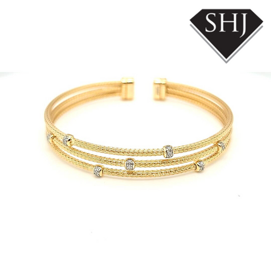 Silver Gold Plated CZ Bangle
