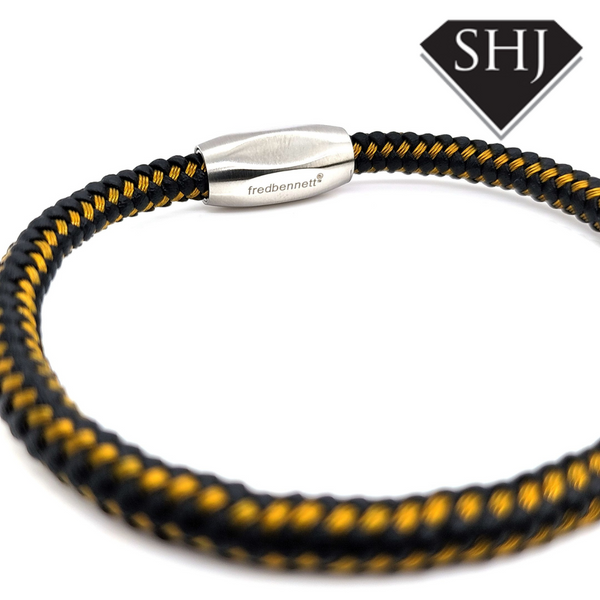 Yellow & Black Leather Bracelet