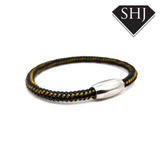 Yellow & Black Leather Bracelet