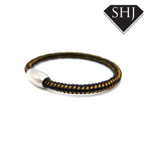 Yellow & Black Leather Bracelet