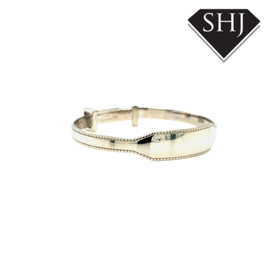 Silver Diamond Set ID Baby Bangle