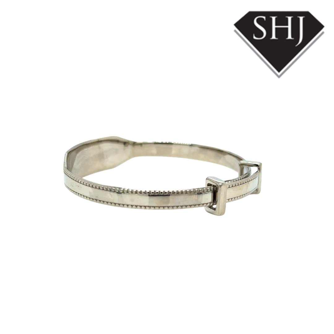 Silver Diamond Set ID Baby Bangle