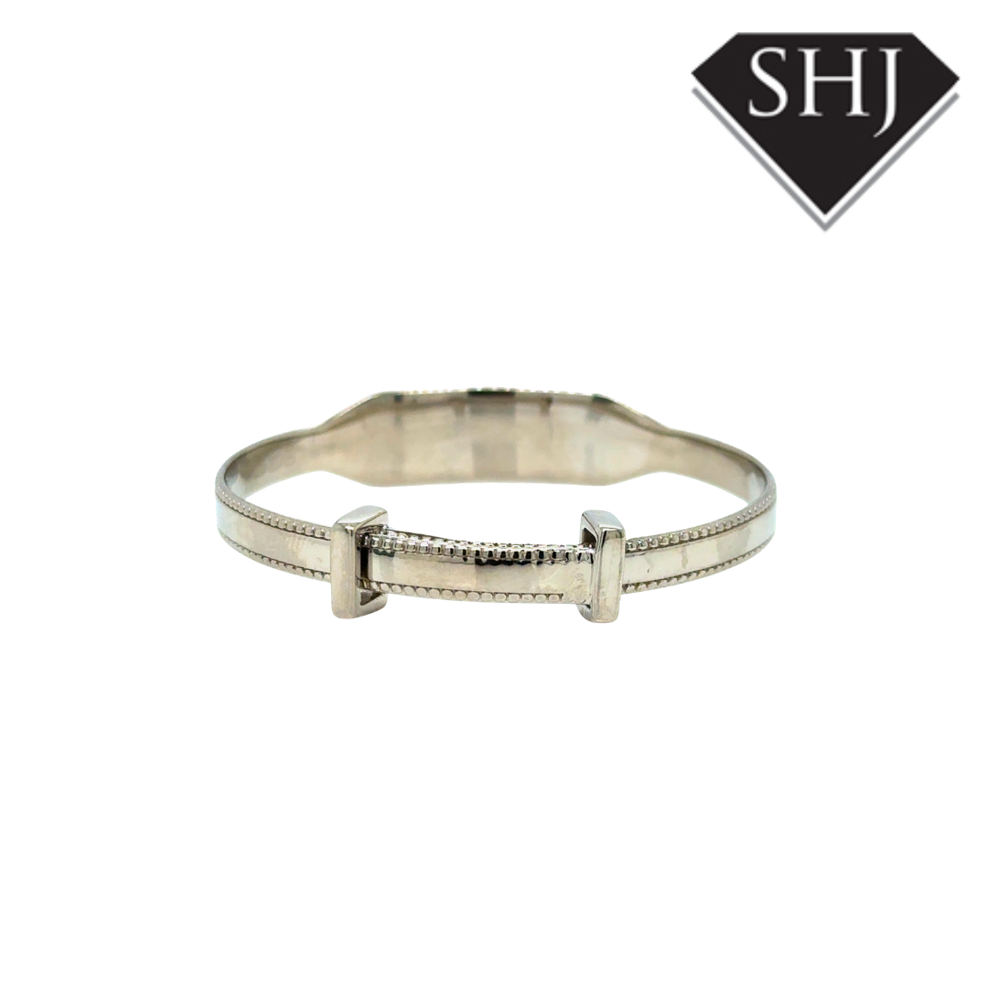 Silver Diamond Set ID Baby Bangle
