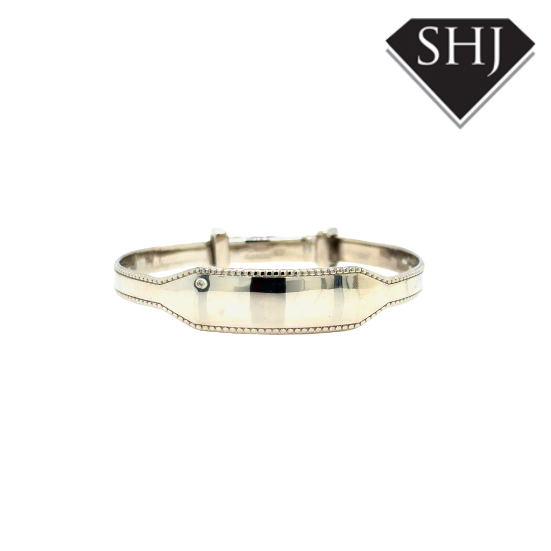 Silver Diamond Set ID Baby Bangle