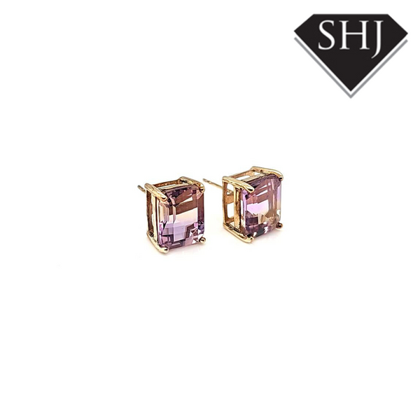 9ct Yellow Gold Ametrine Stone Set Earrings