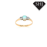 9ct Yellow Gold Opal and Diamond 3 Stone Ring 'Q'