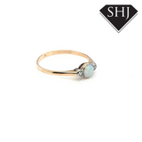 9ct Yellow Gold Opal and Diamond 3 Stone Ring 'Q'