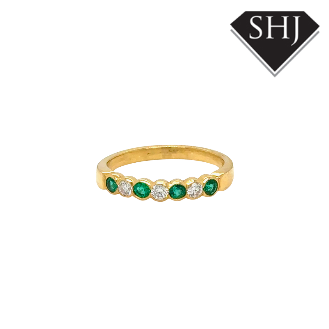 18ct Yellow Gold 0.41ct Emerald & 0.25ct Diamond Eternity Ring