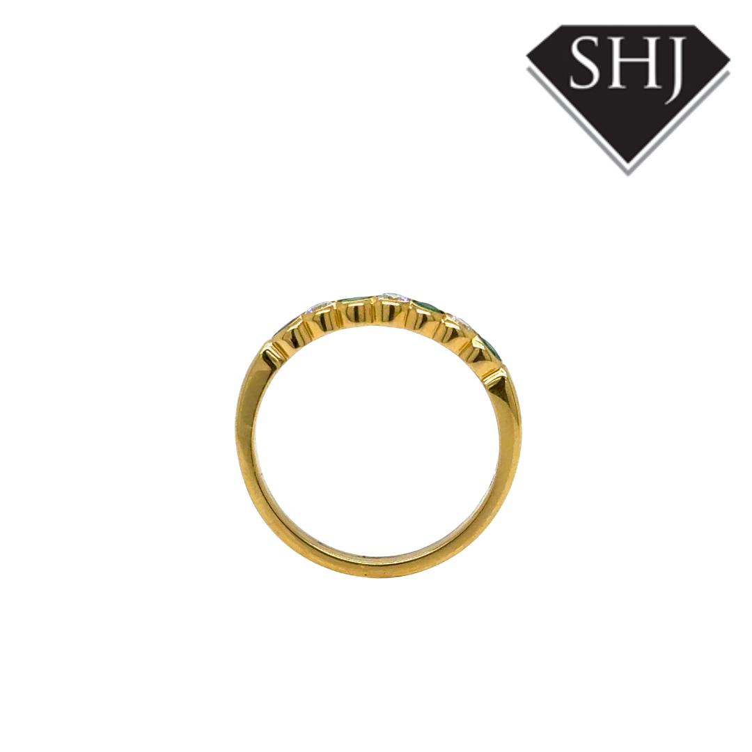 18ct Yellow Gold 0.41ct Emerald & 0.25ct Diamond Eternity Ring