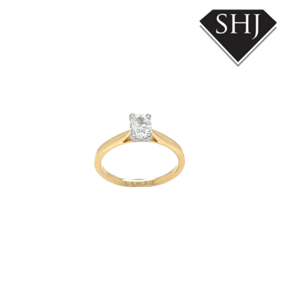 18CT Yellow Gold Platinum Lab Grown Oval 0.50ct Diamond Ring