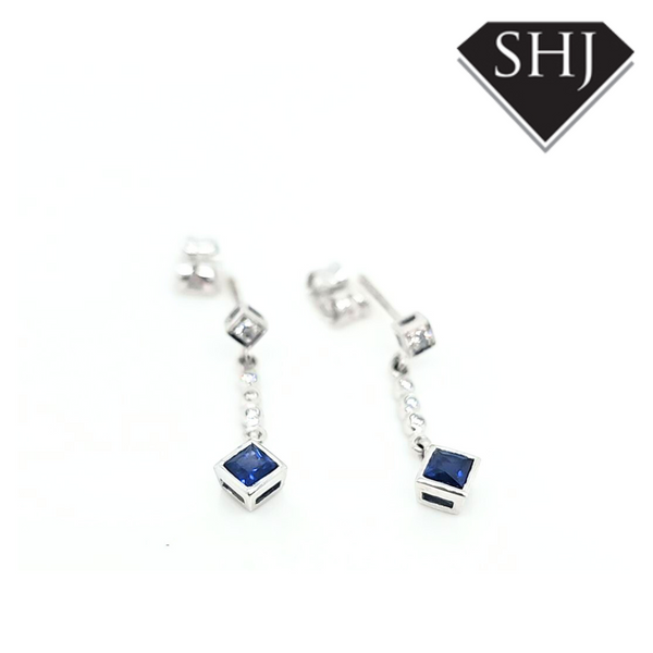 18ct White Gold Sapphire and Diamond Earrings