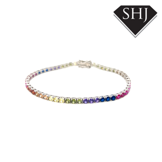 Silver Rainbow CZ Bracelet