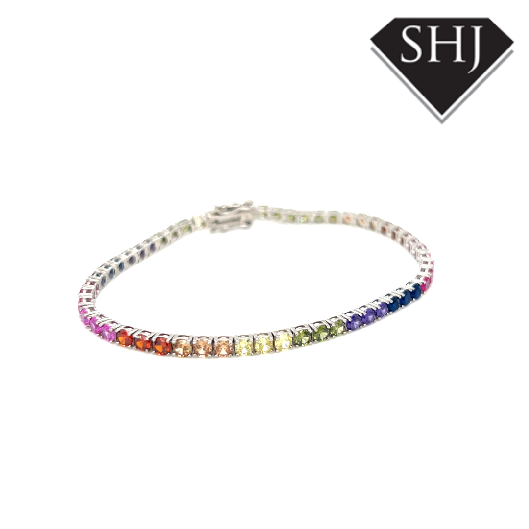 Silver Rainbow CZ Bracelet