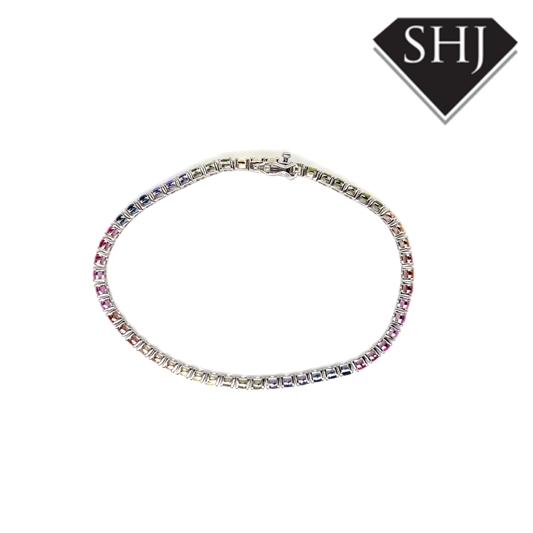 Silver Rainbow CZ Bracelet