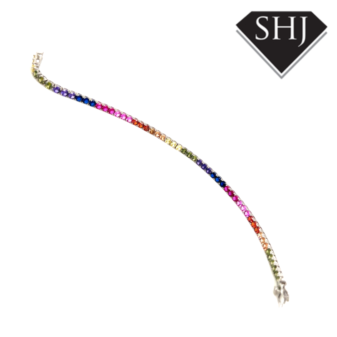 Silver Rainbow CZ Bracelet