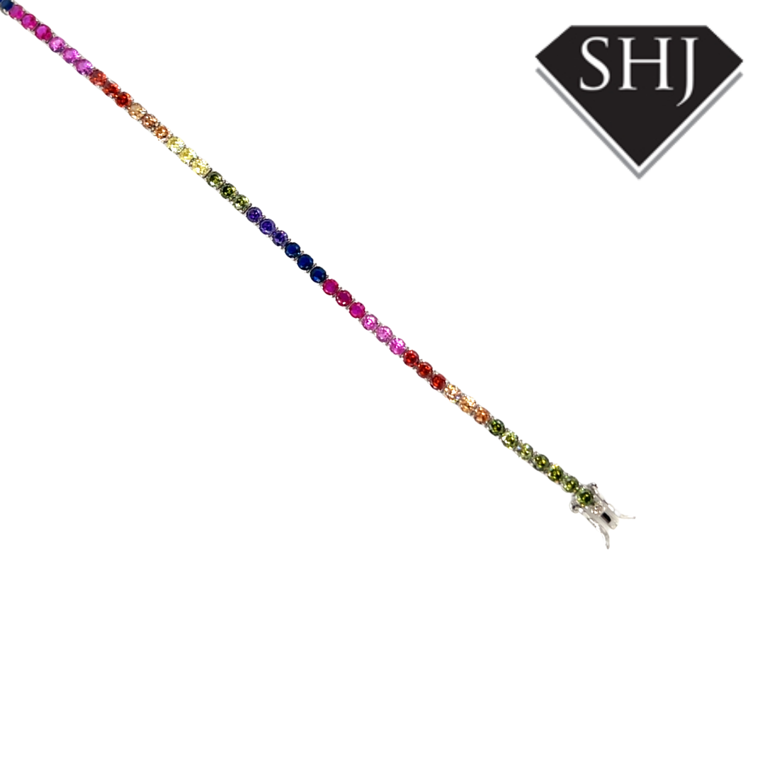 Silver Rainbow CZ Bracelet