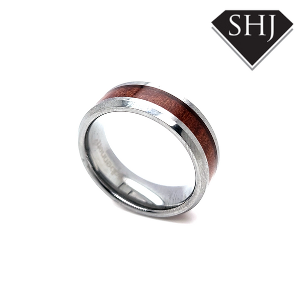 Tungsten/Brown Mens Ring