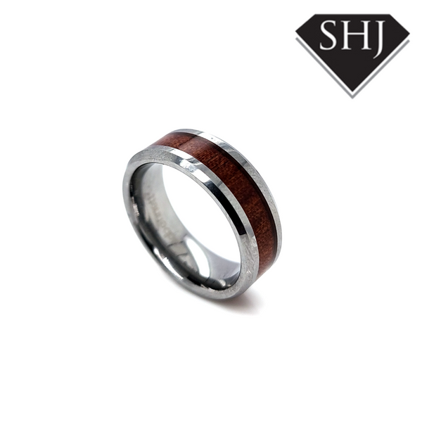 Tungsten/Brown Mens Ring