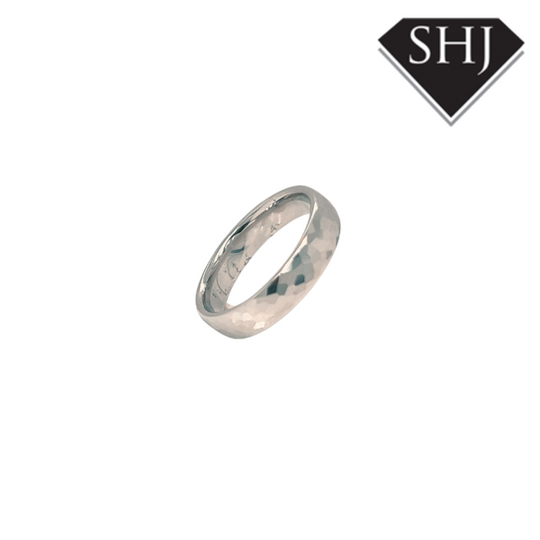 Platinum Court Hammered Wedding Band