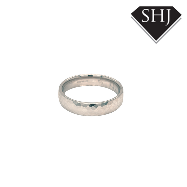 Platinum Court Hammered Wedding Band