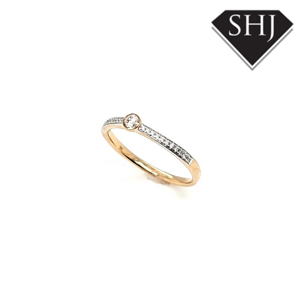 9ct Yellow Gold Dimaond SS Ring 0.14ct