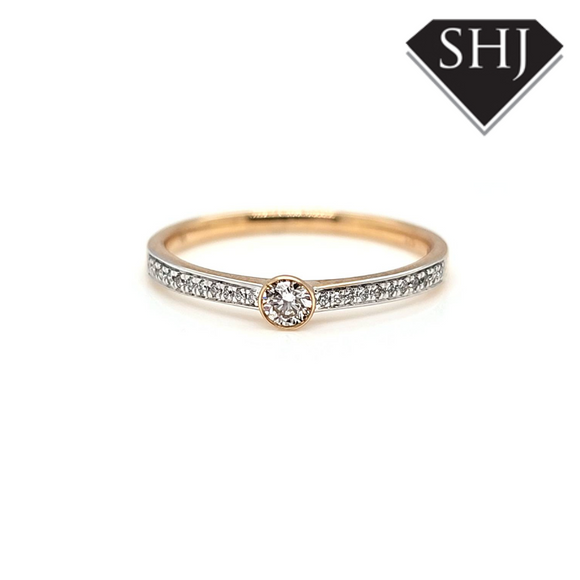 9ct Yellow Gold Dimaond SS Ring 0.14ct