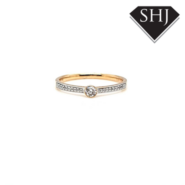 9ct Yellow Gold Dimaond SS Ring 0.14ct