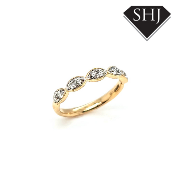 18ct Yellow Gold Vintage Style Diamond Eternity Ring