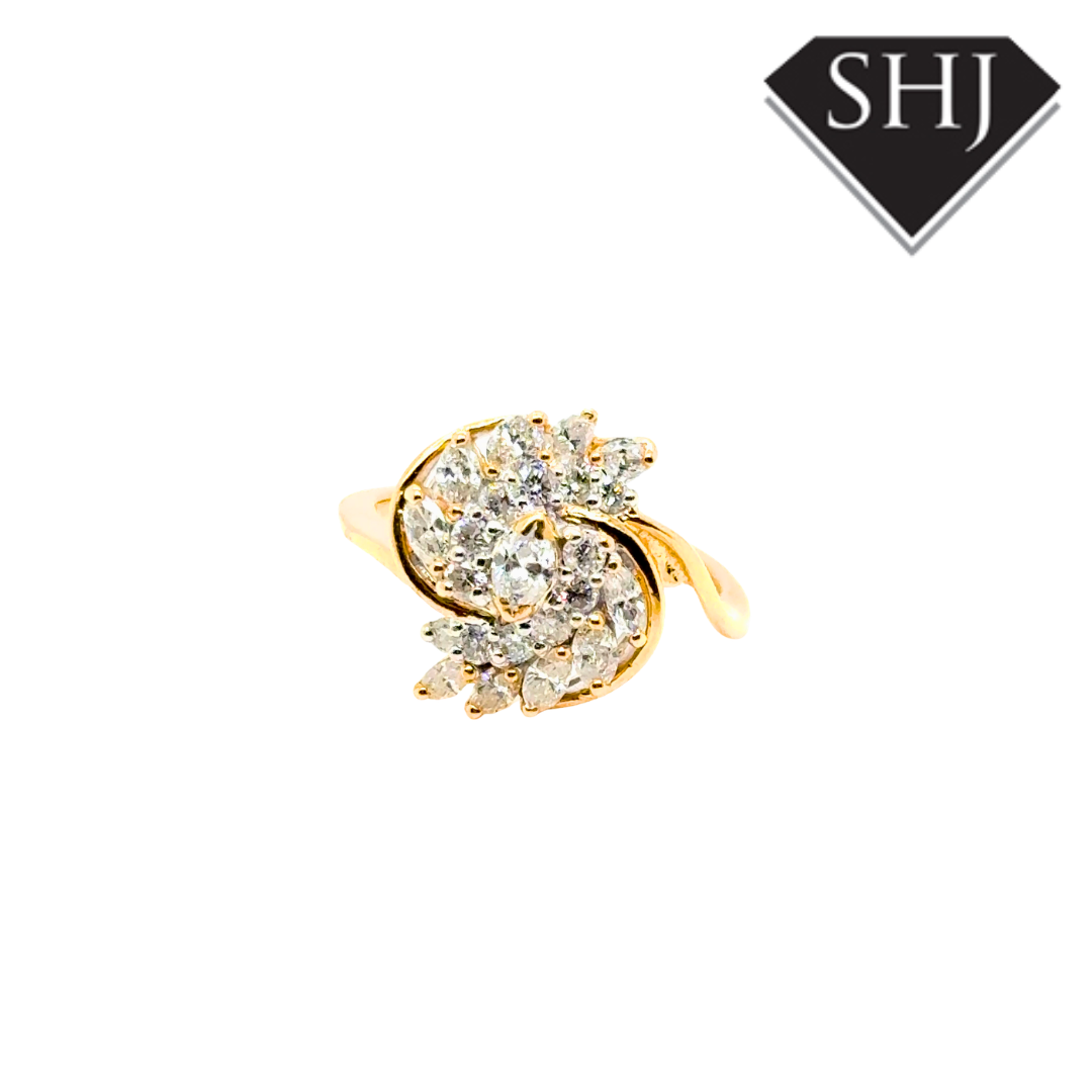 18ct Yellow & White Gold Diamond Cluster Ring