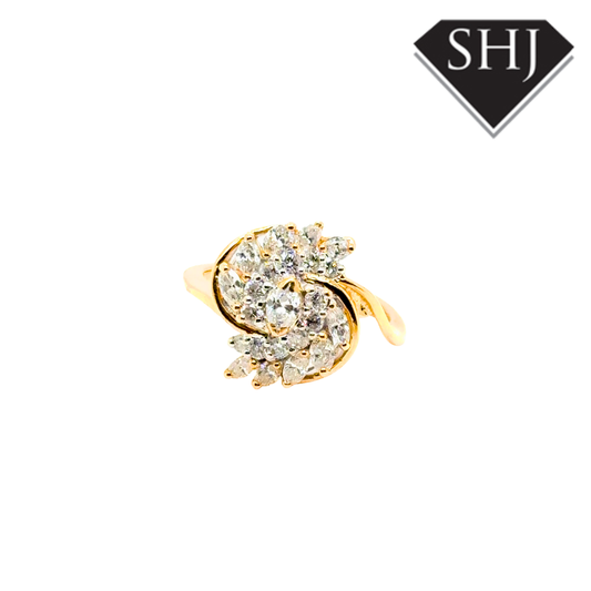 18ct Yellow & White Gold Diamond Cluster Ring