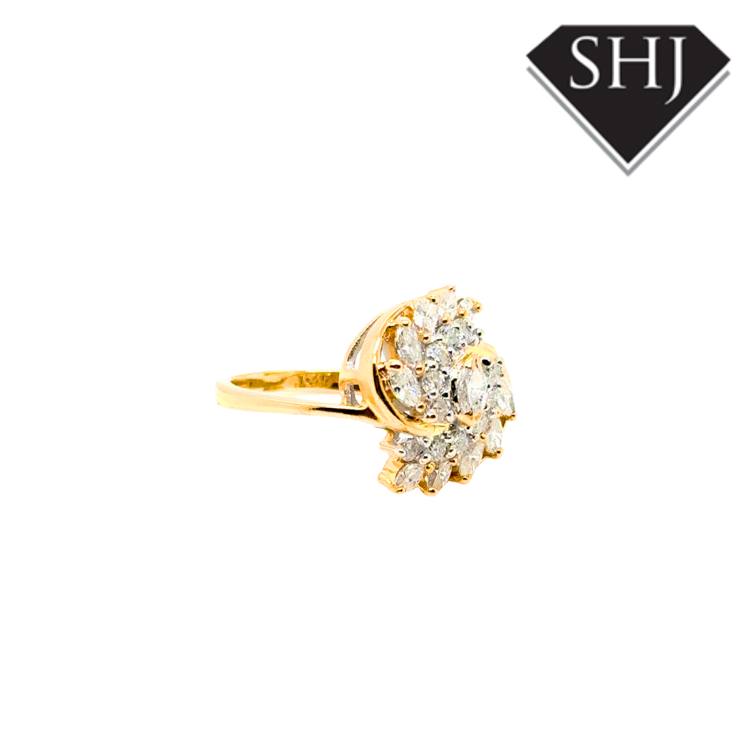 18ct Yellow & White Gold Diamond Cluster Ring
