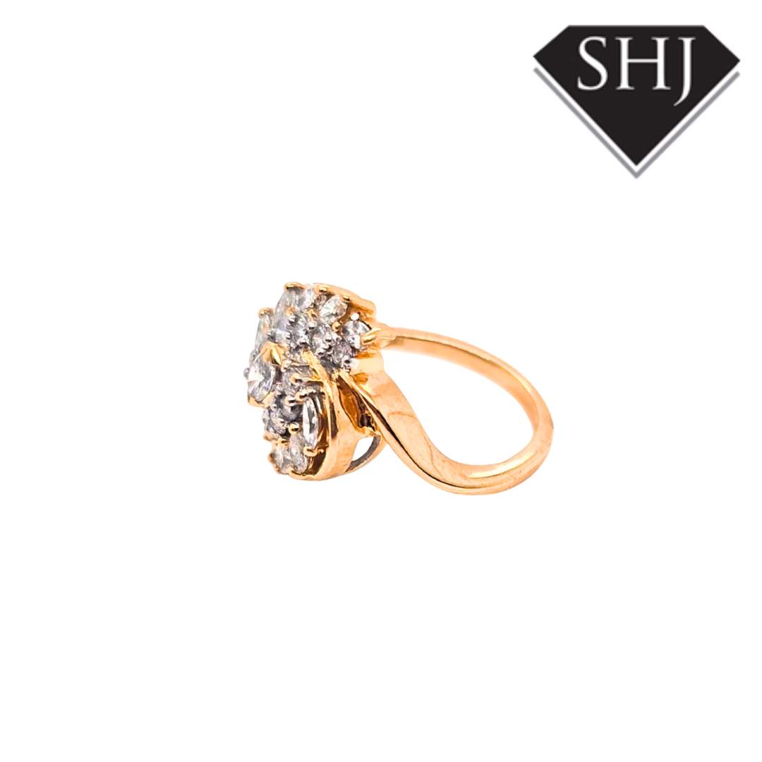 18ct Yellow & White Gold Diamond Cluster Ring