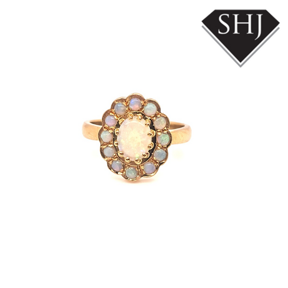 18ct Yellow Gold Opal Cluster Ring