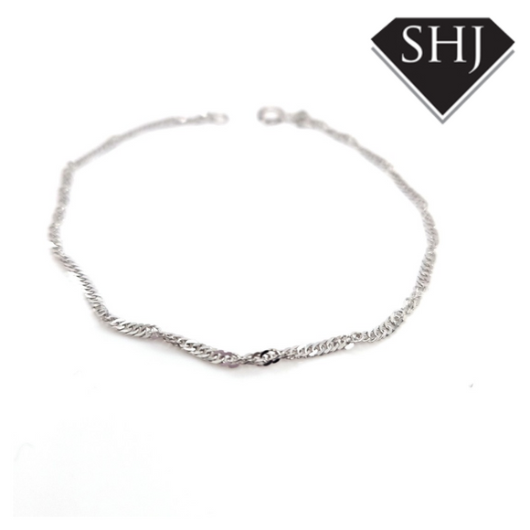 9ct White Gold Rope Style Bracelet