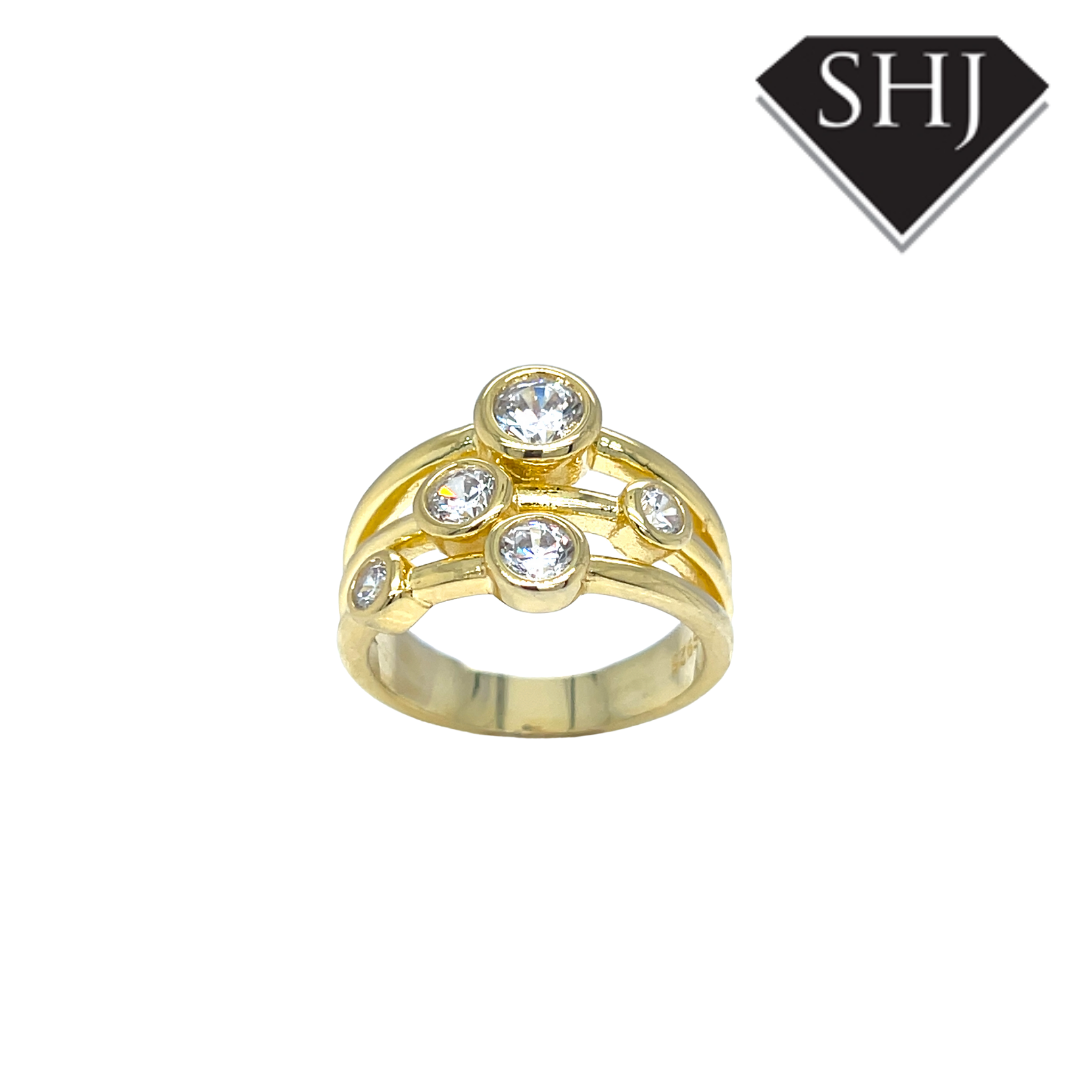 Gold Plated Silver CZ Bubble Ring