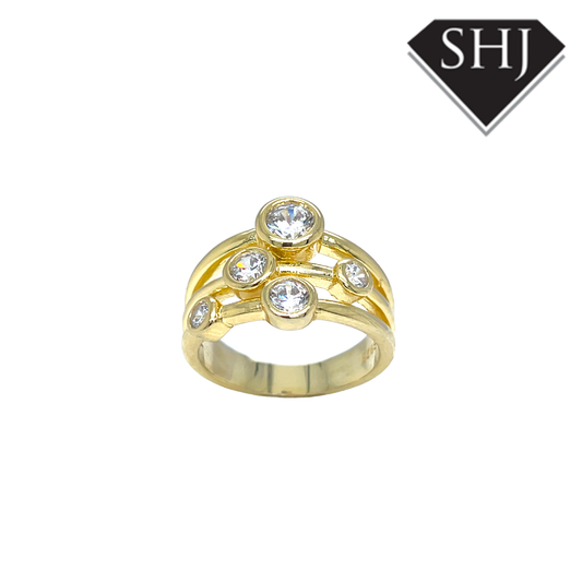 Gold Plated Silver CZ Bubble Ring