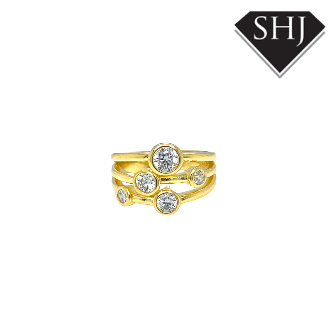 Gold Plated Silver CZ Bubble Ring