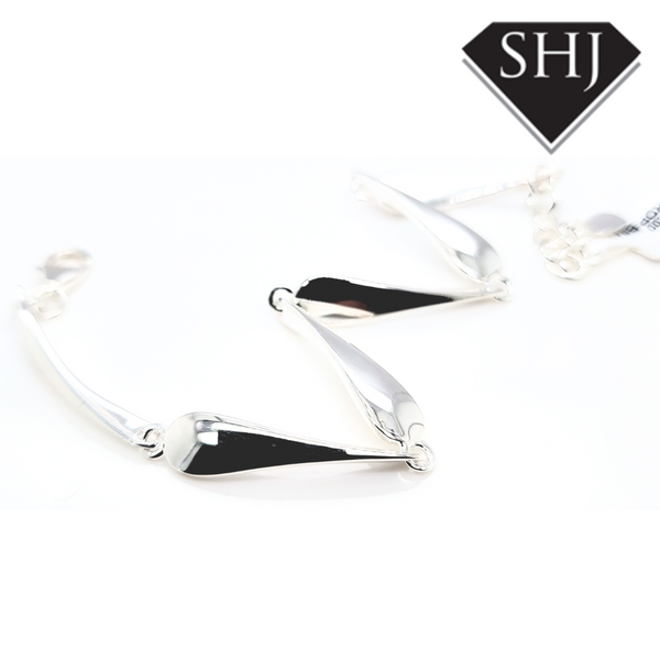 Silver Flat Pear Bracelet