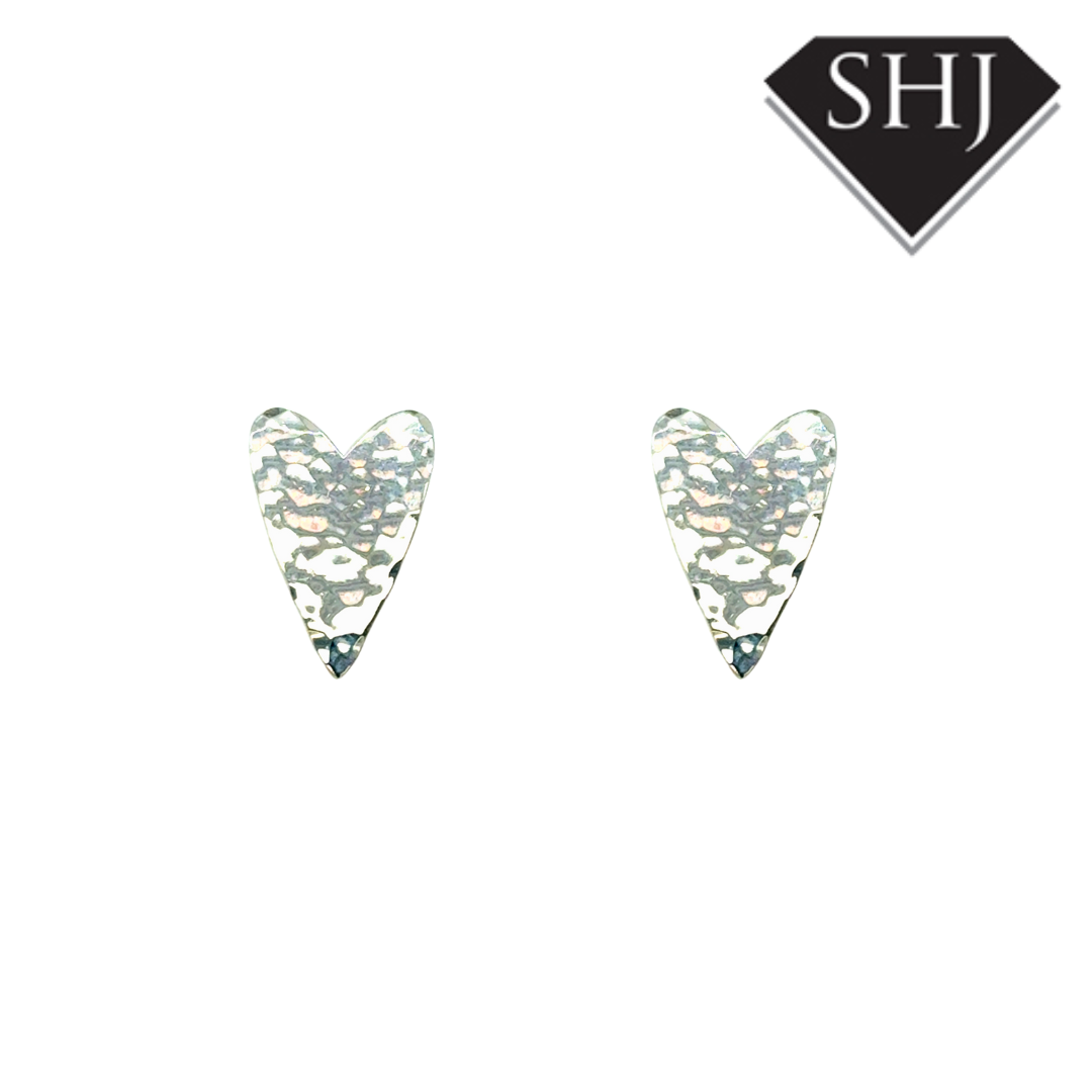 Silver Hammered Heart Earrings