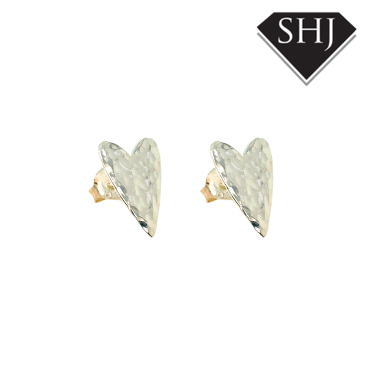 Silver Hammered Heart Earrings