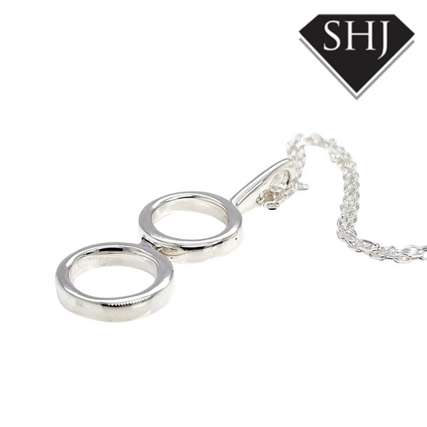 Silver Double Circle Pendant and Separate Chain