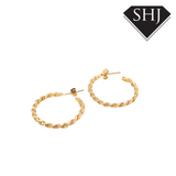 9ct Yellow Gold Rope Hoop Earrings