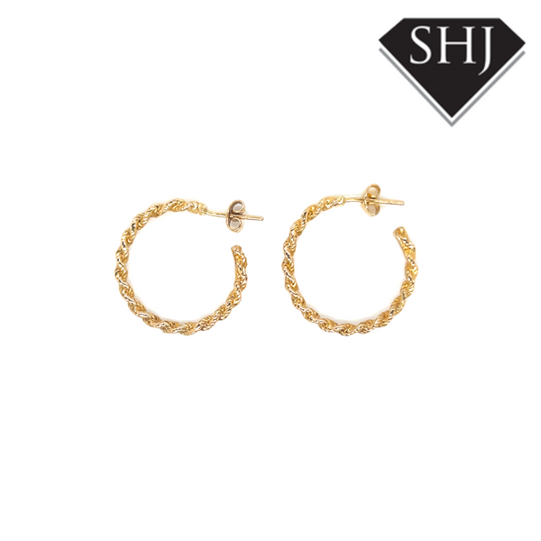 9ct Yellow Gold Rope Hoop Earrings