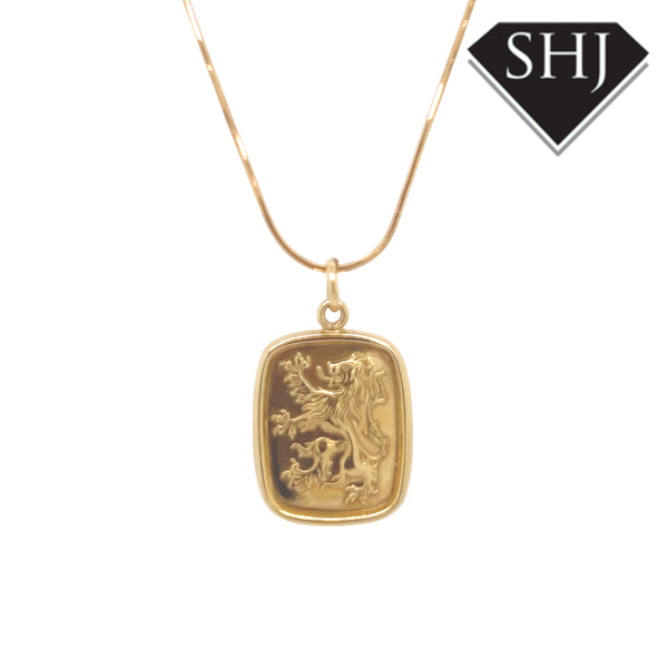 9ct Yellow Gold Lion Rampant Pendant