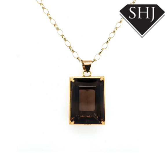 9ct Yellow Gold Smokey Quartz Pendant