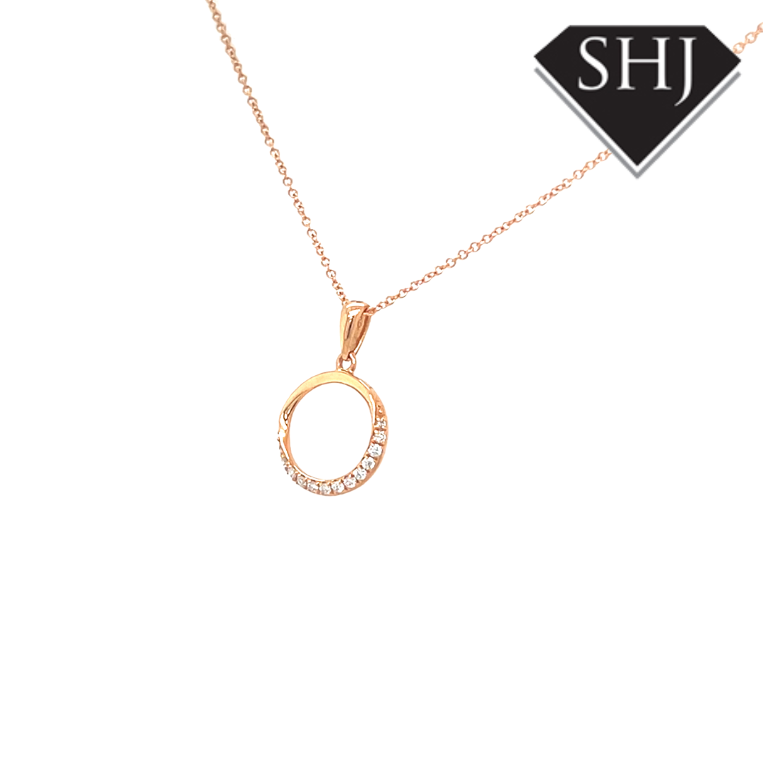 9ct Rose Gold 0.08ct Diamond Pendant & Chain