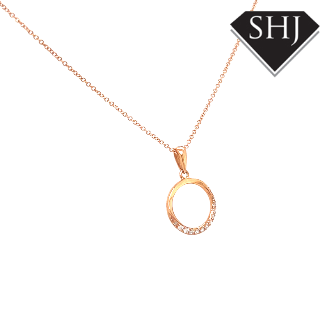 9ct Rose Gold 0.08ct Diamond Pendant & Chain